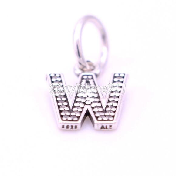 Authentic PANDORA Letter W Dangle with Zirconia - Picture 6 of 9